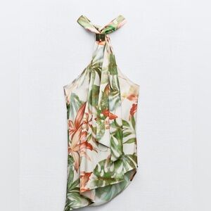 Zara silk tropical halter neck top, size M, only worn twice